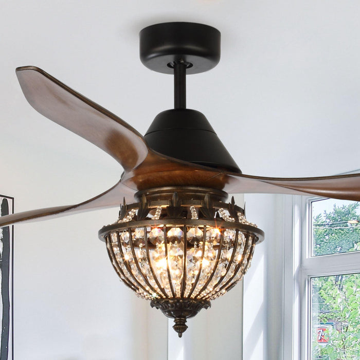 52" Vicky Farmhouse DC Motor Downrod Mount Reversible Ceiling Fan with Lighting and Remote Control - Sweatfully
