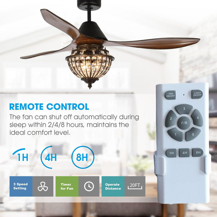 52" Vicky Farmhouse DC Motor Downrod Mount Reversible Ceiling Fan with Lighting and Remote Control - Sweatfully