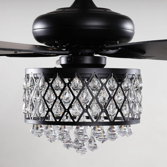 52" Wethington Modern Downrod Mount Reversible Crystal Ceiling Fan with Lighting and Remote Control - Sweatfully