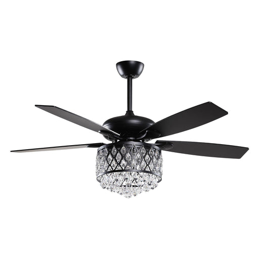 52" Wethington Modern Downrod Mount Reversible Crystal Ceiling Fan with Lighting and Remote Control - Sweatfully