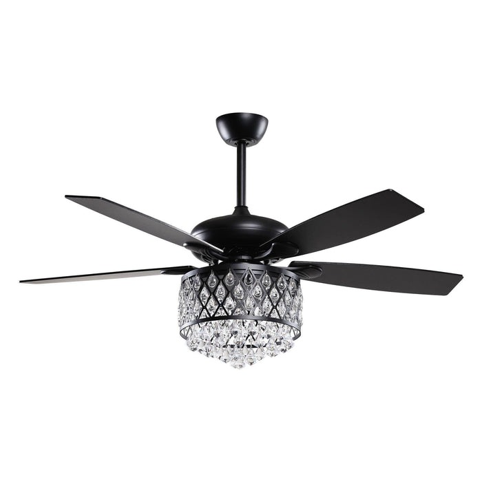 52" Wethington Modern Downrod Mount Reversible Crystal Ceiling Fan with Lighting and Remote Control - Sweatfully