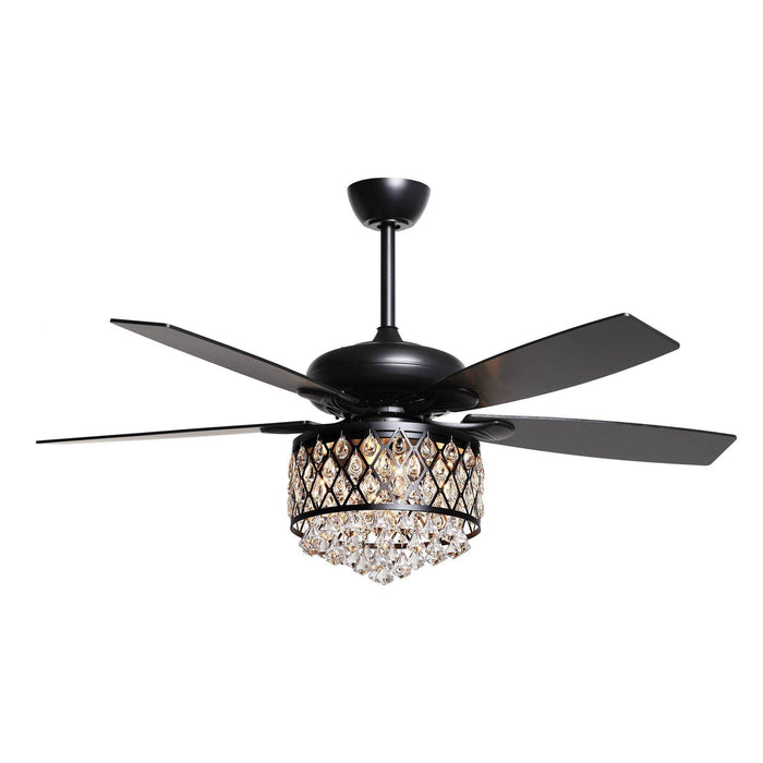 52" Wethington Modern Downrod Mount Reversible Crystal Ceiling Fan with Lighting and Remote Control - Sweatfully