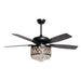 52" Wethington Modern Downrod Mount Reversible Crystal Ceiling Fan with Lighting and Remote Control - Sweatfully