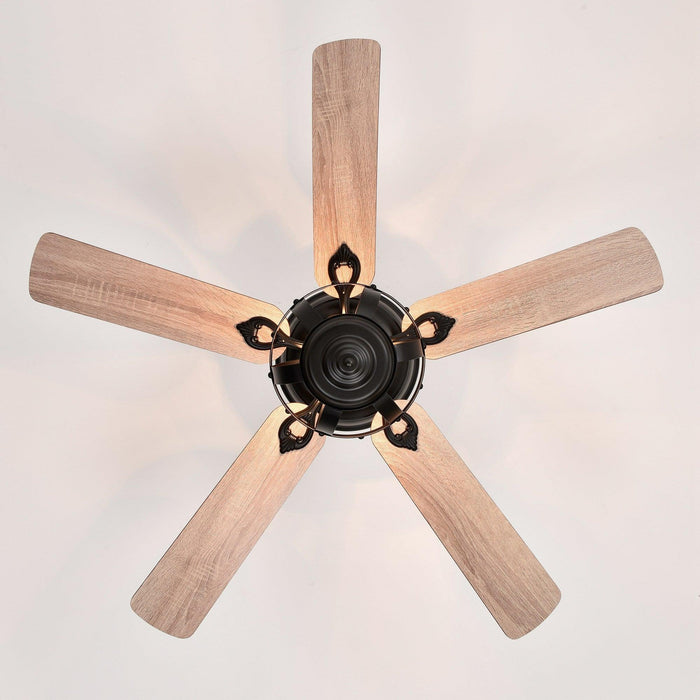 52" Wilburton Industrial Downrod Mount Reversible Ceiling Fan with Lighting and Remote Control - Sweatfully