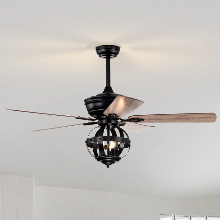 52" Wilburton Industrial Downrod Mount Reversible Ceiling Fan with Lighting and Remote Control - Sweatfully