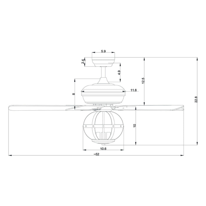 52" Wilburton Industrial Downrod Mount Reversible Ceiling Fan with Lighting and Remote Control - Sweatfully