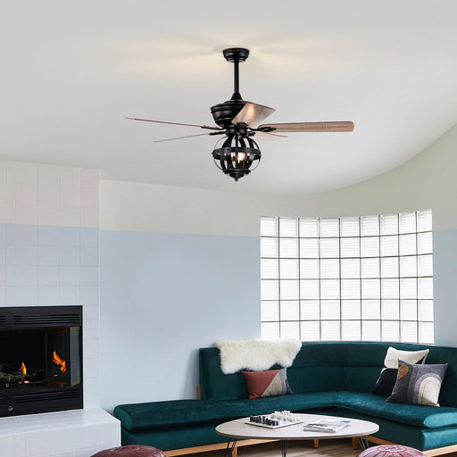 52" Wilburton Industrial Downrod Mount Reversible Ceiling Fan with Lighting and Remote Control - Sweatfully