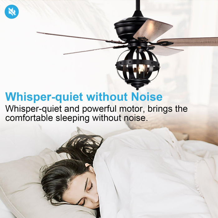 52" Wilburton Industrial Downrod Mount Reversible Ceiling Fan with Lighting and Remote Control - Sweatfully