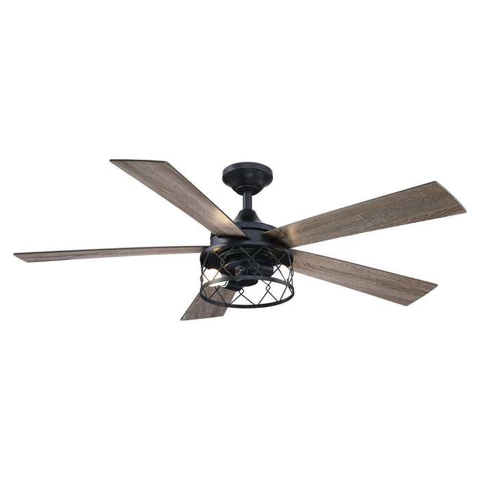 52" Windmill Industrial Downrod Mount Reversible Ceiling Fan with Lighting and Remote Control - Sweatfully