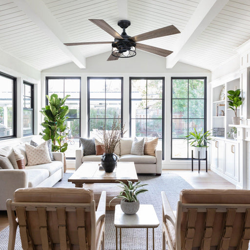 52" Windmill Industrial Downrod Mount Reversible Ceiling Fan with Lighting and Remote Control - Sweatfully