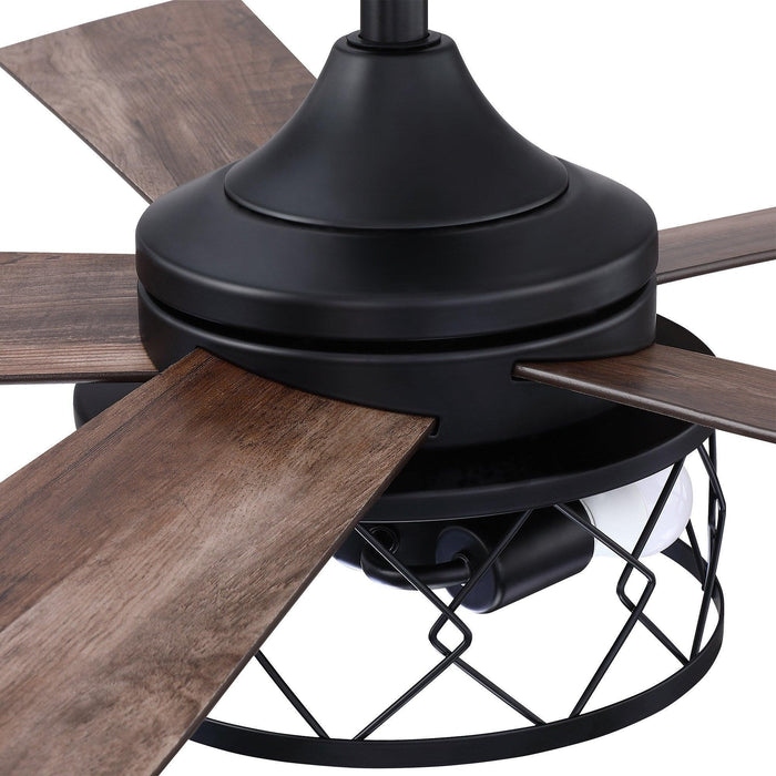 52" Windmill Industrial Downrod Mount Reversible Ceiling Fan with Lighting and Remote Control - Sweatfully