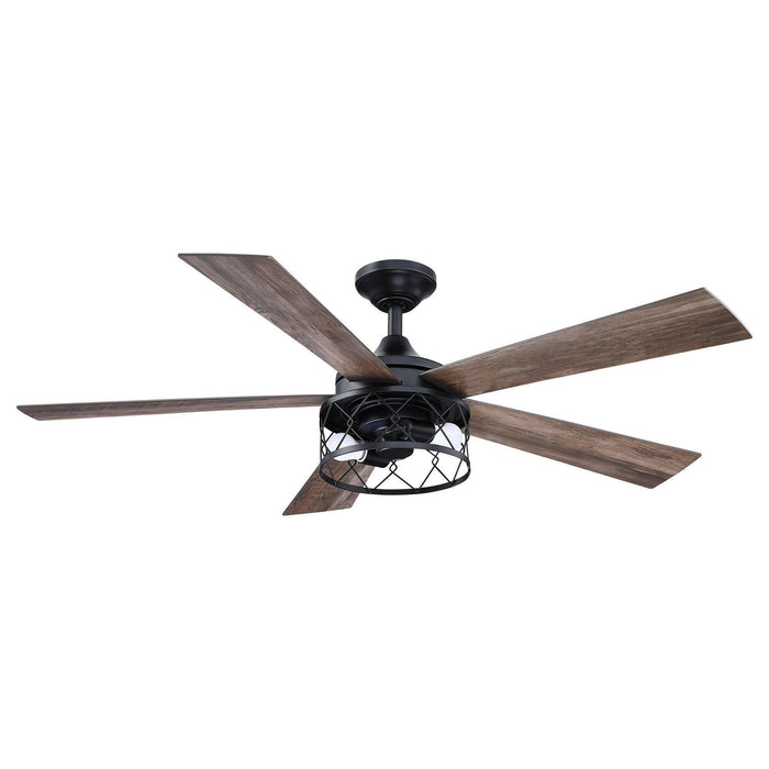 52" Windmill Industrial Downrod Mount Reversible Ceiling Fan with Lighting and Remote Control - Sweatfully