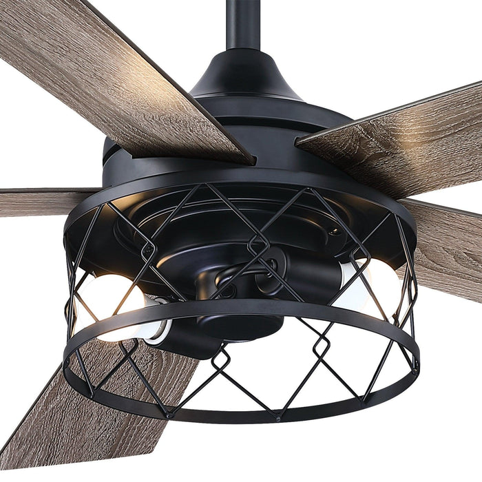 52" Windmill Industrial Downrod Mount Reversible Ceiling Fan with Lighting and Remote Control - Sweatfully