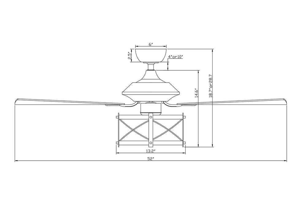 52" Wisner Industrial Downrod Mount Reversible Ceiling Fan with Lighting and Remote Control - Sweatfully