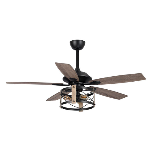 52" Wisner Industrial Downrod Mount Reversible Ceiling Fan with Lighting and Remote Control - Sweatfully