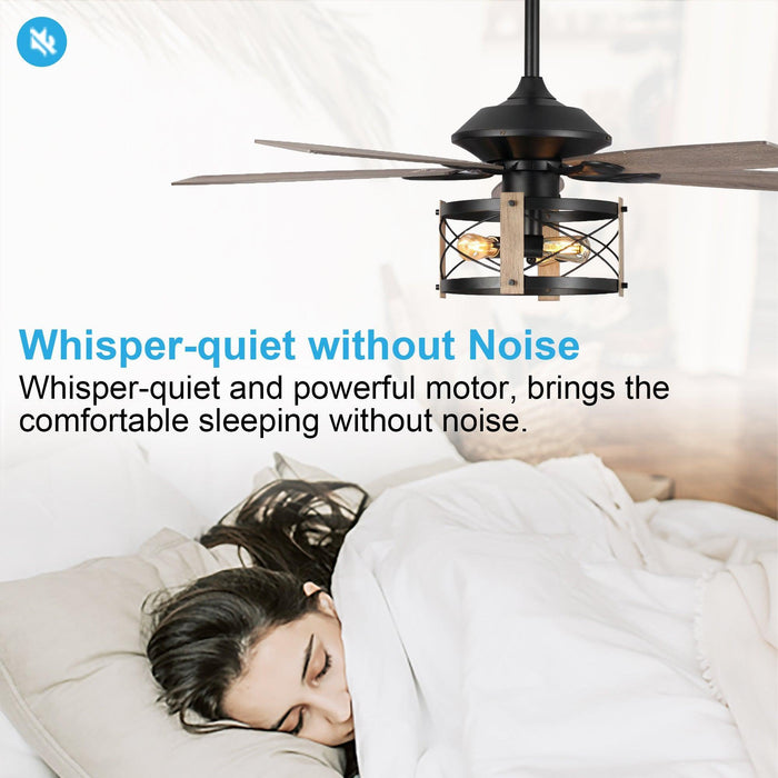 52" Wisner Industrial Downrod Mount Reversible Ceiling Fan with Lighting and Remote Control - Sweatfully