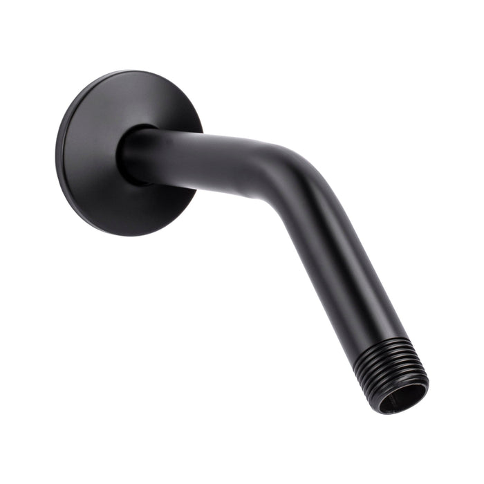 8 in. Stainless Steel Shower Head Extension Arm with Flange (Black Finish) - Sweatfully