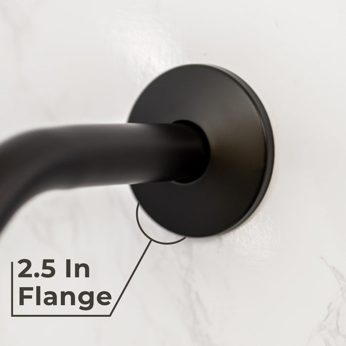 8 in. Stainless Steel Shower Head Extension Arm with Flange (Black Finish) - Sweatfully