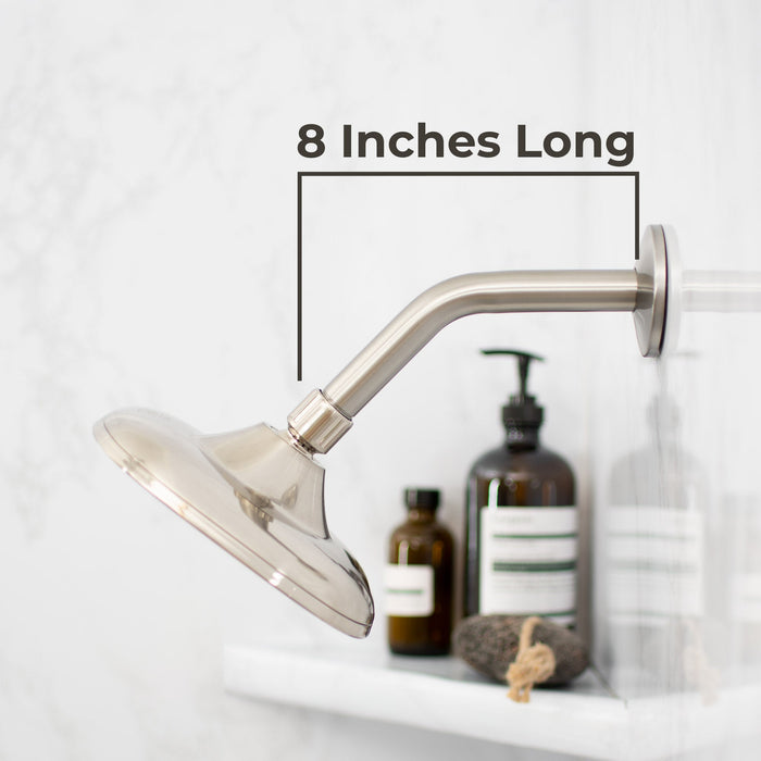 8 in. Stainless Steel Shower Head Extension Arm with Flange (Brushed Nickel Finish) - Sweatfully