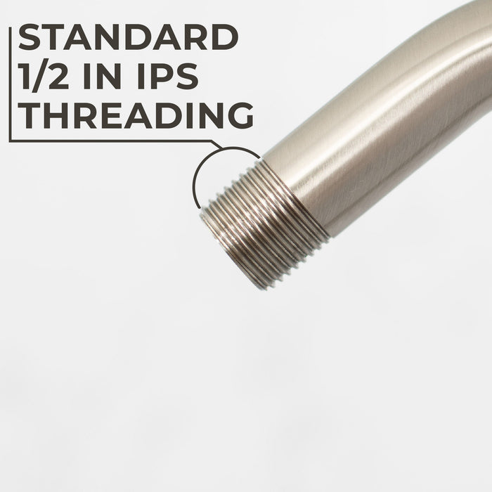 8 in. Stainless Steel Shower Head Extension Arm with Flange (Brushed Nickel Finish) - Sweatfully