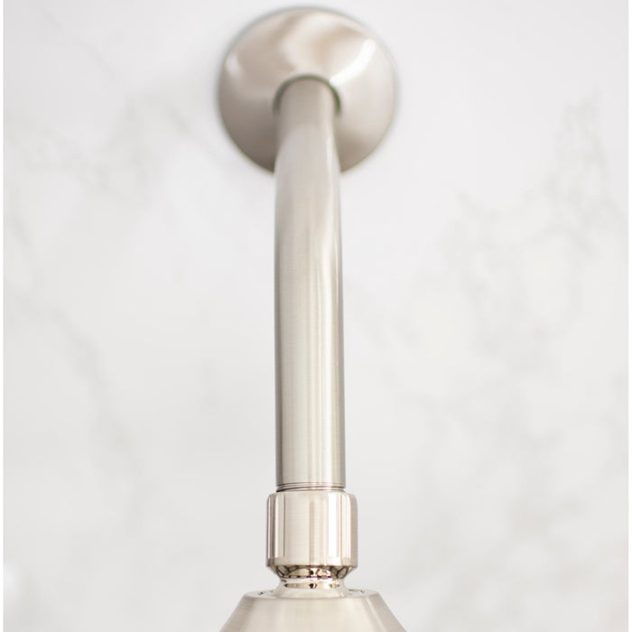 8 in. Stainless Steel Shower Head Extension Arm with Flange (Brushed Nickel Finish) - Sweatfully