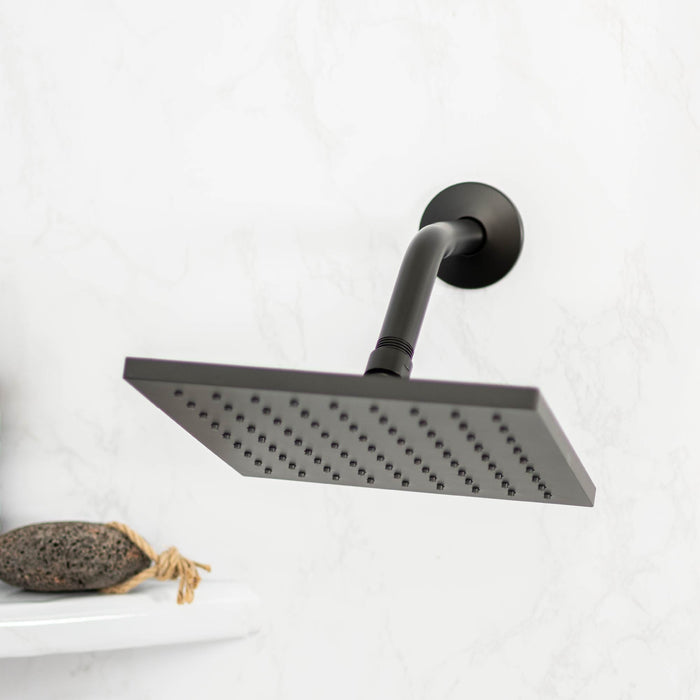 8 in. Stainless Steel Shower Head Extension Arm with Flange (Oil-Rubbed Bronze Finish) - Sweatfully