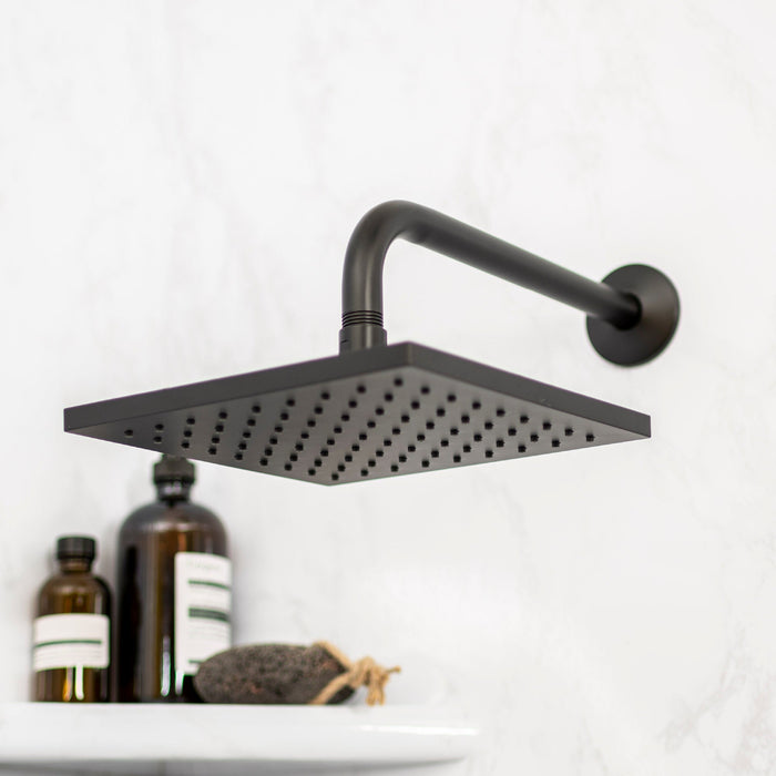 12 in. L-Shaped Shower Head Extension Arm (Black Finish) - Sweatfully