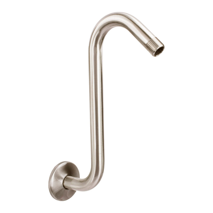 10.5 in. S-Shaped Stainless Steel Shower Head Extension Arm (Brushed Nickel Finish) - Sweatfully