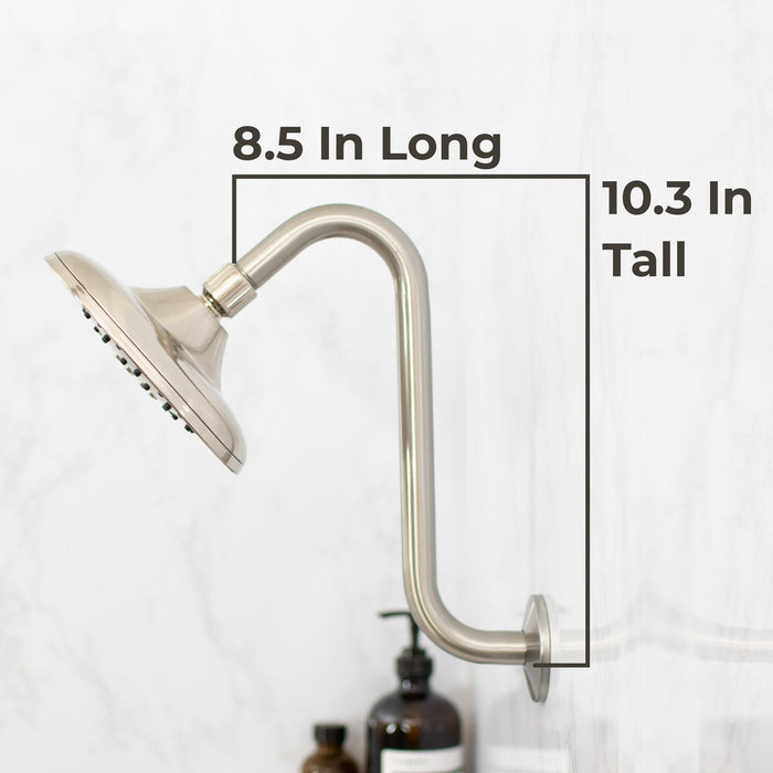 10.5 in. S-Shaped Stainless Steel Shower Head Extension Arm (Brushed Nickel Finish) - Sweatfully