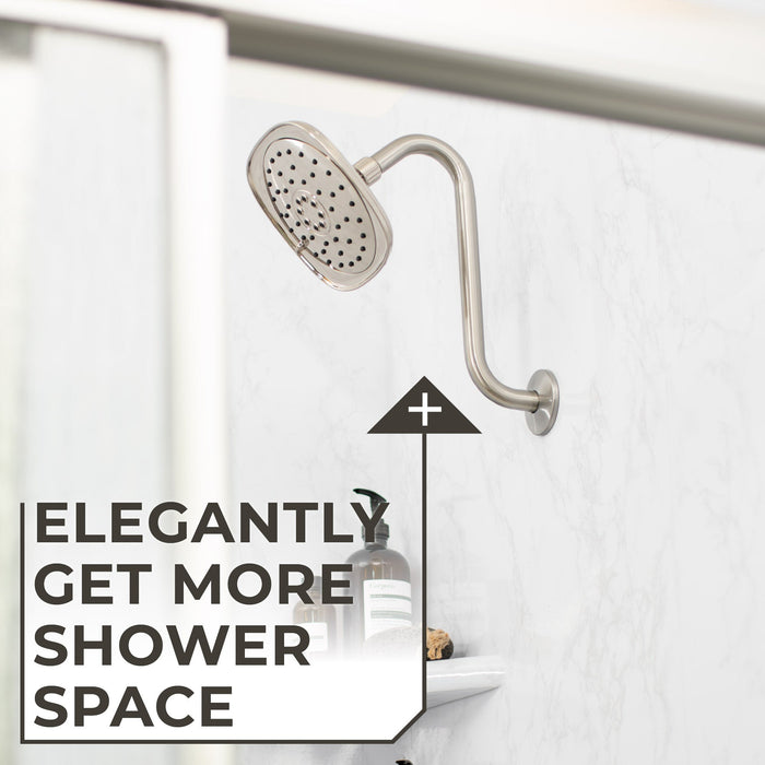 10.5 in. S-Shaped Stainless Steel Shower Head Extension Arm (Brushed Nickel Finish) - Sweatfully