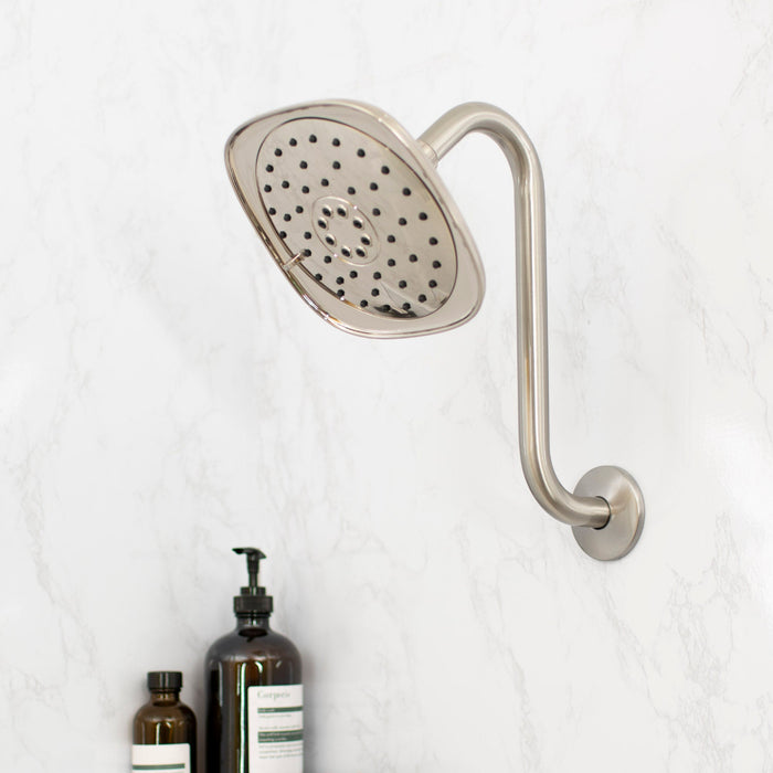 10.5 in. S-Shaped Stainless Steel Shower Head Extension Arm (Brushed Nickel Finish) - Sweatfully