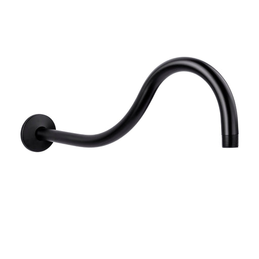 16 in. High-Arc Hook Shower Head Extension Arm (Black Finish) - Sweatfully
