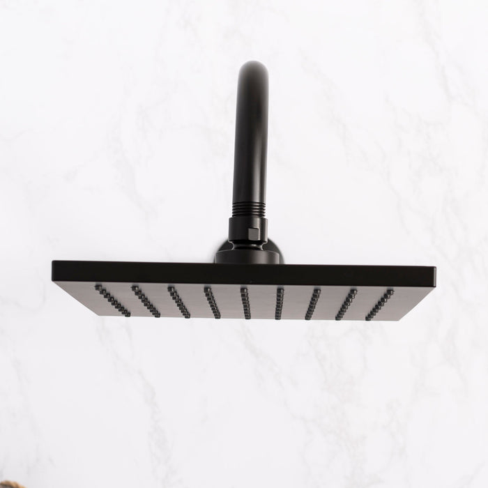 16 in. High-Arc Hook Shower Head Extension Arm (Black Finish) - Sweatfully