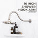 16 in. High-Arc Hook Shower Head Extension Arm (Brushed Nickel Finish) - Sweatfully