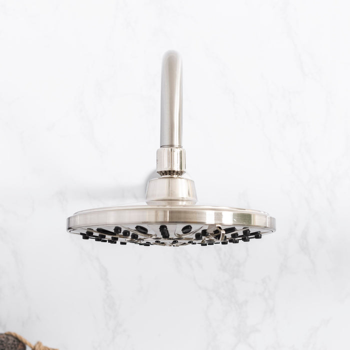 16 in. High-Arc Hook Shower Head Extension Arm (Brushed Nickel Finish) - Sweatfully