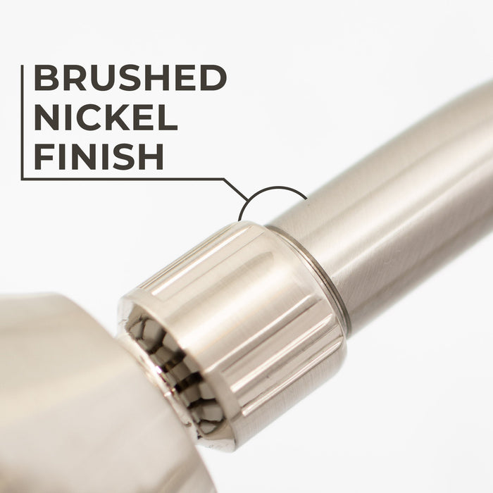 16 in. High-Arc Hook Shower Head Extension Arm (Brushed Nickel Finish) - Sweatfully