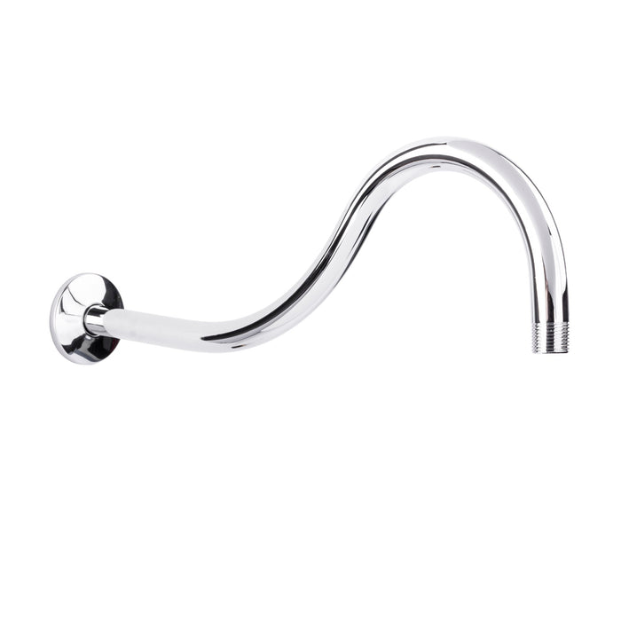 16 in. High-Arc Hook Shower Head Extension Arm (Chrome Finish) - Sweatfully