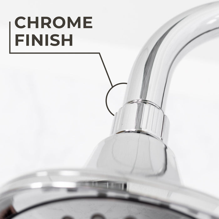 16 in. High-Arc Hook Shower Head Extension Arm (Chrome Finish) - Sweatfully