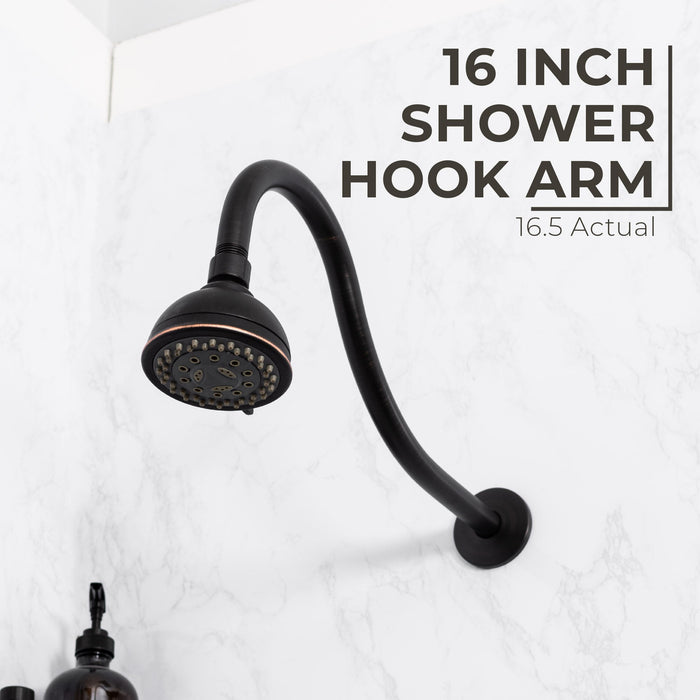 16 in. High-Arc Hook Shower Head Extension Arm (Oil-Rubbed Bronze Finish) - Sweatfully