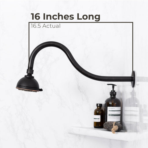 16 in. High-Arc Hook Shower Head Extension Arm (Oil-Rubbed Bronze Finish) - Sweatfully