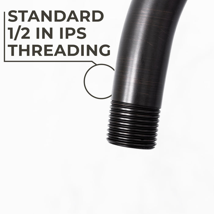 16 in. High-Arc Hook Shower Head Extension Arm (Oil-Rubbed Bronze Finish) - Sweatfully