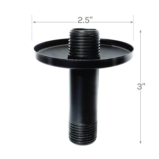3 in. Shower Arm for Ceiling-Mounted Rainfall Showerhead (Black Finish) - Sweatfully