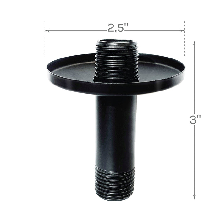 3 in. Shower Arm for Ceiling-Mounted Rainfall Showerhead (Black Finish) - Sweatfully