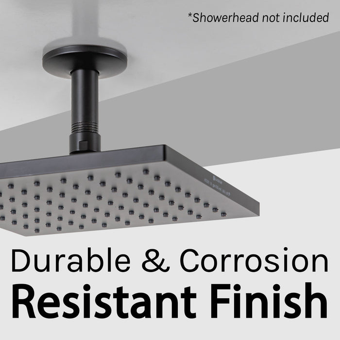 3 in. Shower Arm for Ceiling-Mounted Rainfall Showerhead (Black Finish) - Sweatfully