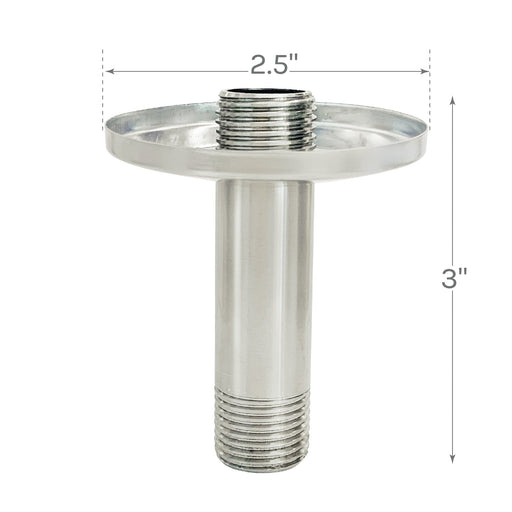 3 in. Shower Arm for Ceiling-Mounted Rainfall Showerhead (Brushed Nickel Finish) - Sweatfully