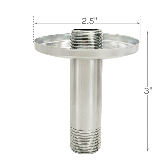 3 in. Shower Arm for Ceiling-Mounted Rainfall Showerhead (Brushed Nickel Finish) - Sweatfully