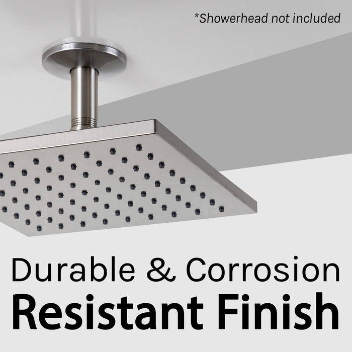 3 in. Shower Arm for Ceiling-Mounted Rainfall Showerhead (Brushed Nickel Finish) - Sweatfully