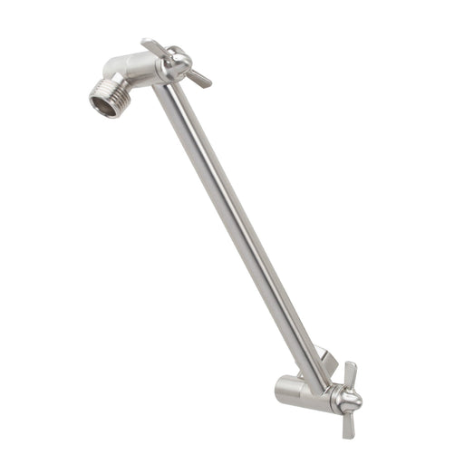 10 in. Solid Brass Shower Head Extension Arm (Stainless Steel Finish) - Sweatfully