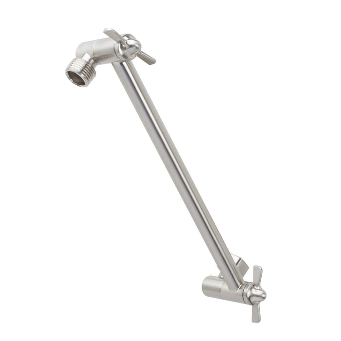 10 in. Solid Brass Shower Head Extension Arm (Stainless Steel Finish) - Sweatfully