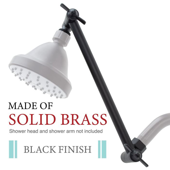 10 in. Solid Brass Shower Head Extension Arm (Black Finish) - Sweatfully